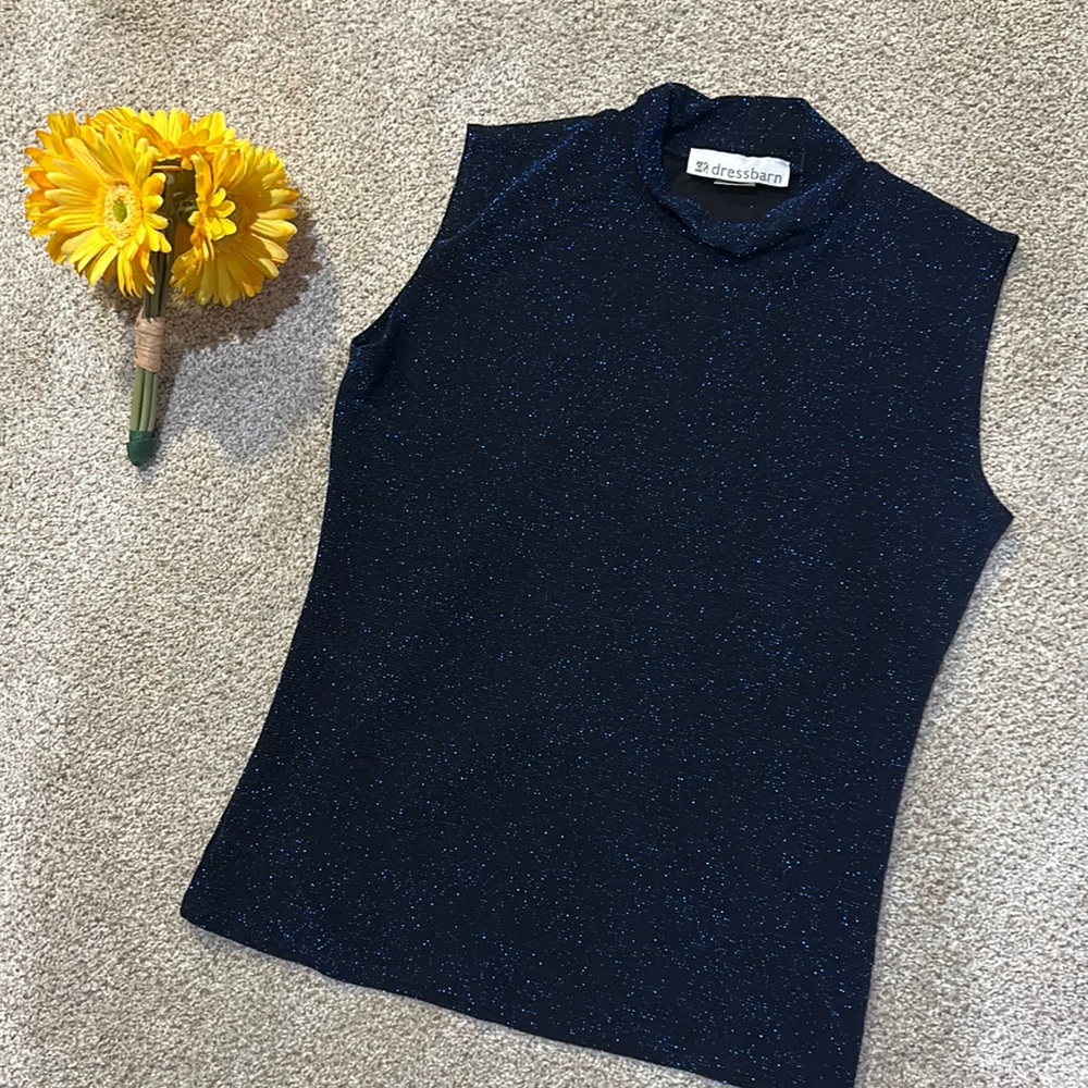 Dark blue sparkly mock neck top